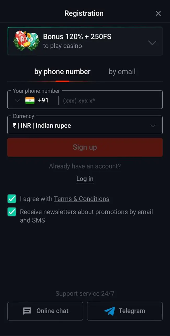 Интерфейс приложения Пин Ап: простота и удобство Registration form.