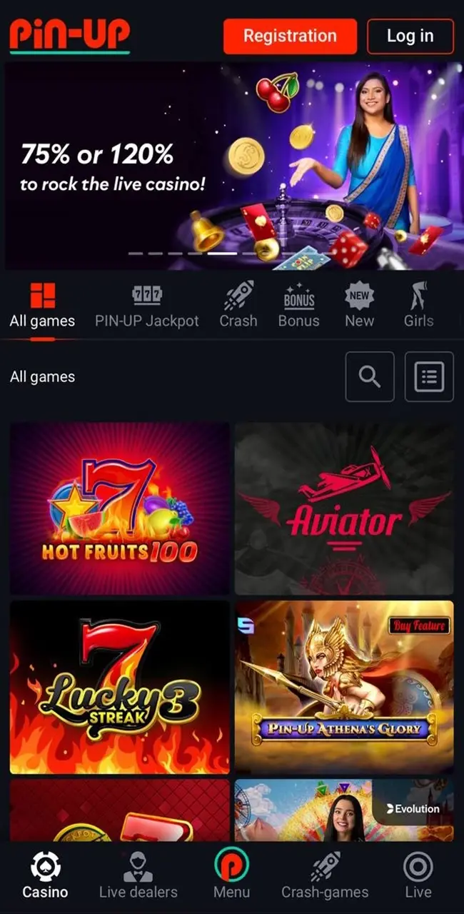 Интерфейс приложения Пин Ап: простота и удобство Online Casino.